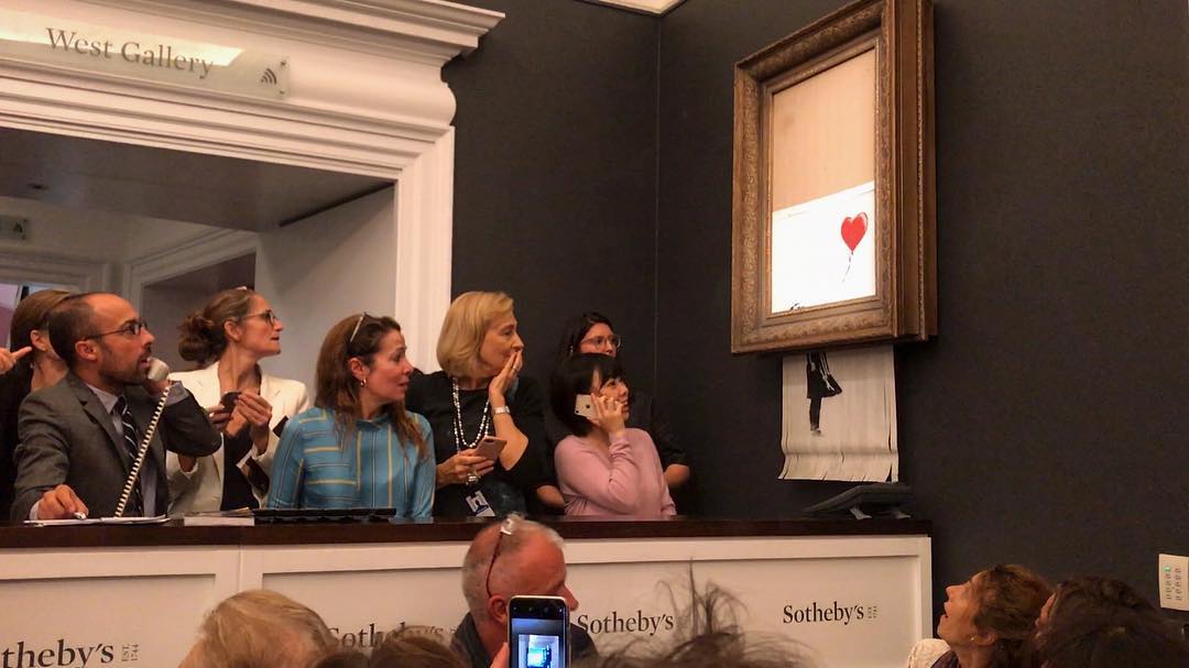 A Banksy artwork shreds itself at auction